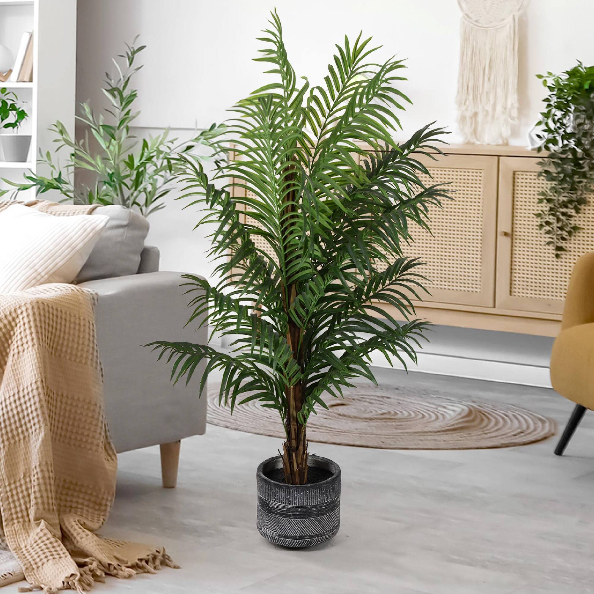 American Art Decor 5ft Artificial Palm Tree in Cement Pot Faux Plant